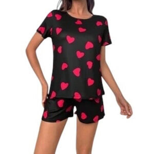 Pajama Set Women's Size: 1XL Black Red